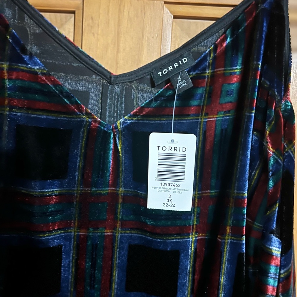 Torrid Sophie Plaid Velvet Swing Cami  3X